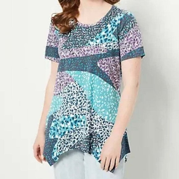 Lori Goldstein Abstract Animal Print Top - Picture 1 of 9